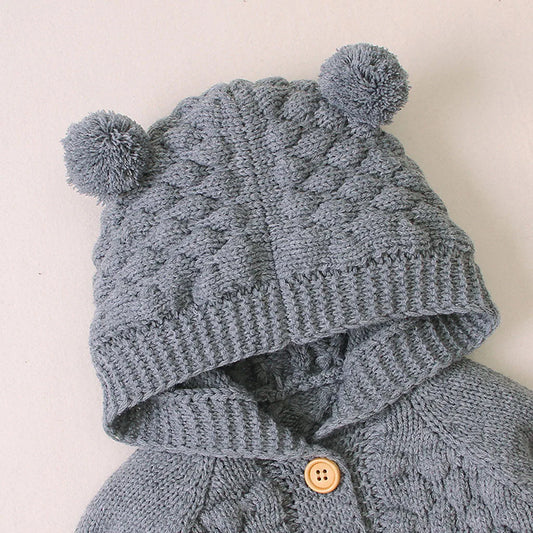 Fur Ball Knit Hooded Jacket