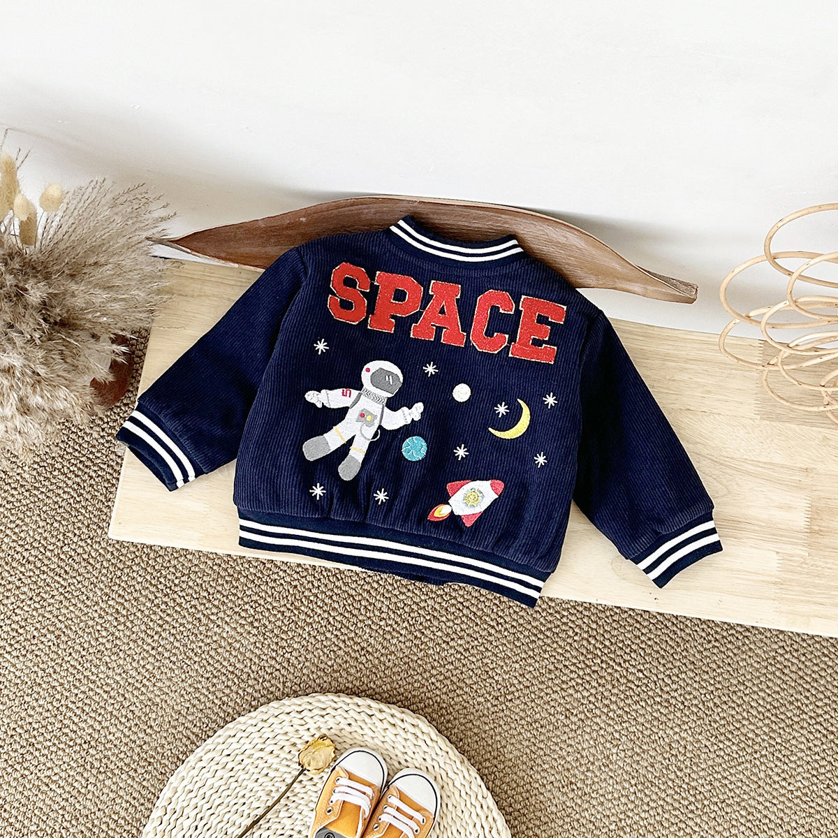 Space Explorer Kids Varsity Jacket – Toddler & Boys Corduroy Outerwear