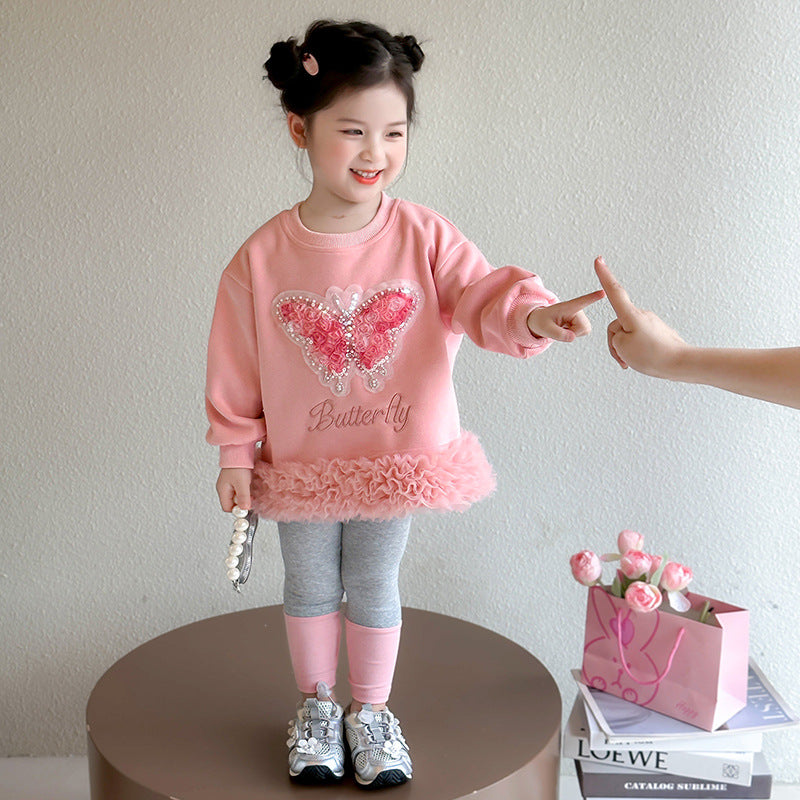 Girls’ Butterfly Tutu Sweater Dress Set