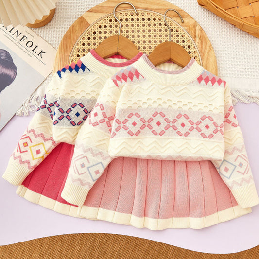 Cozy Knit Sweater & Pleated Skirt Set – Winter Wonderland Style