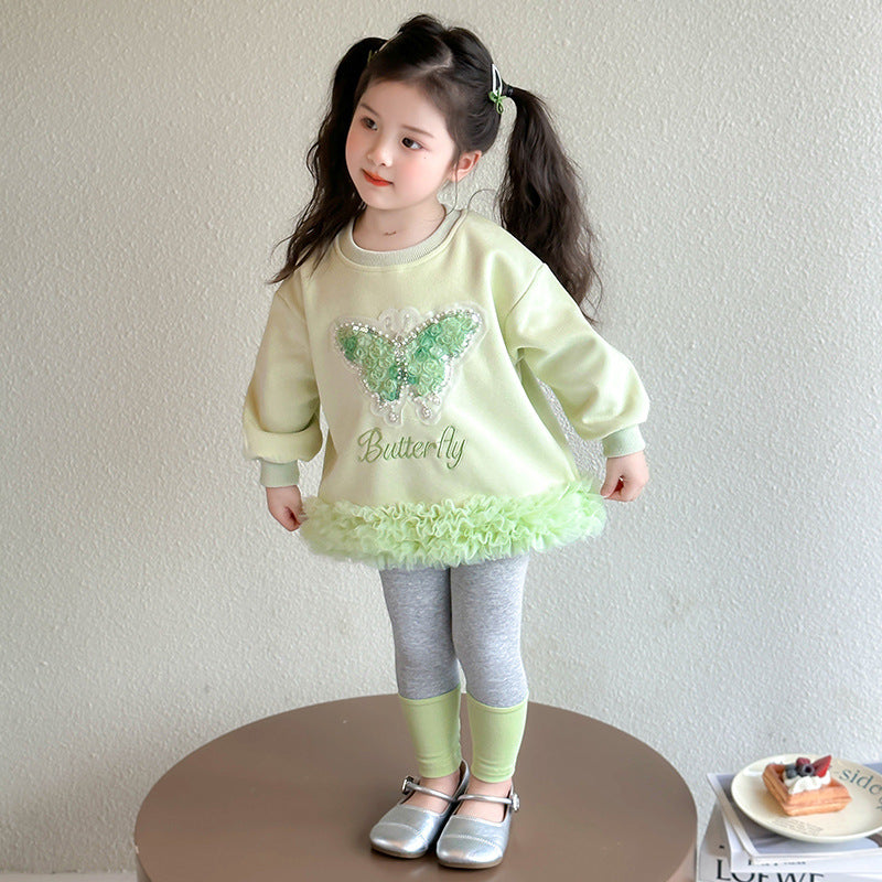 Girls’ Butterfly Tutu Sweater Dress Set