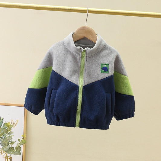 Kids Colorblock Fleece Jacket - Cozy Zip-Up