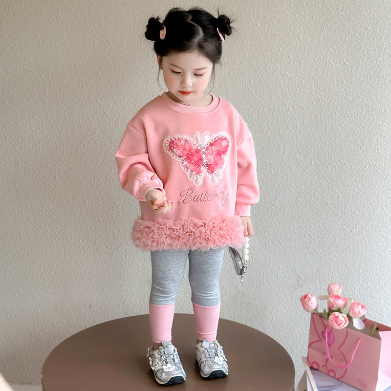 Girls’ Butterfly Tutu Sweater Dress Set