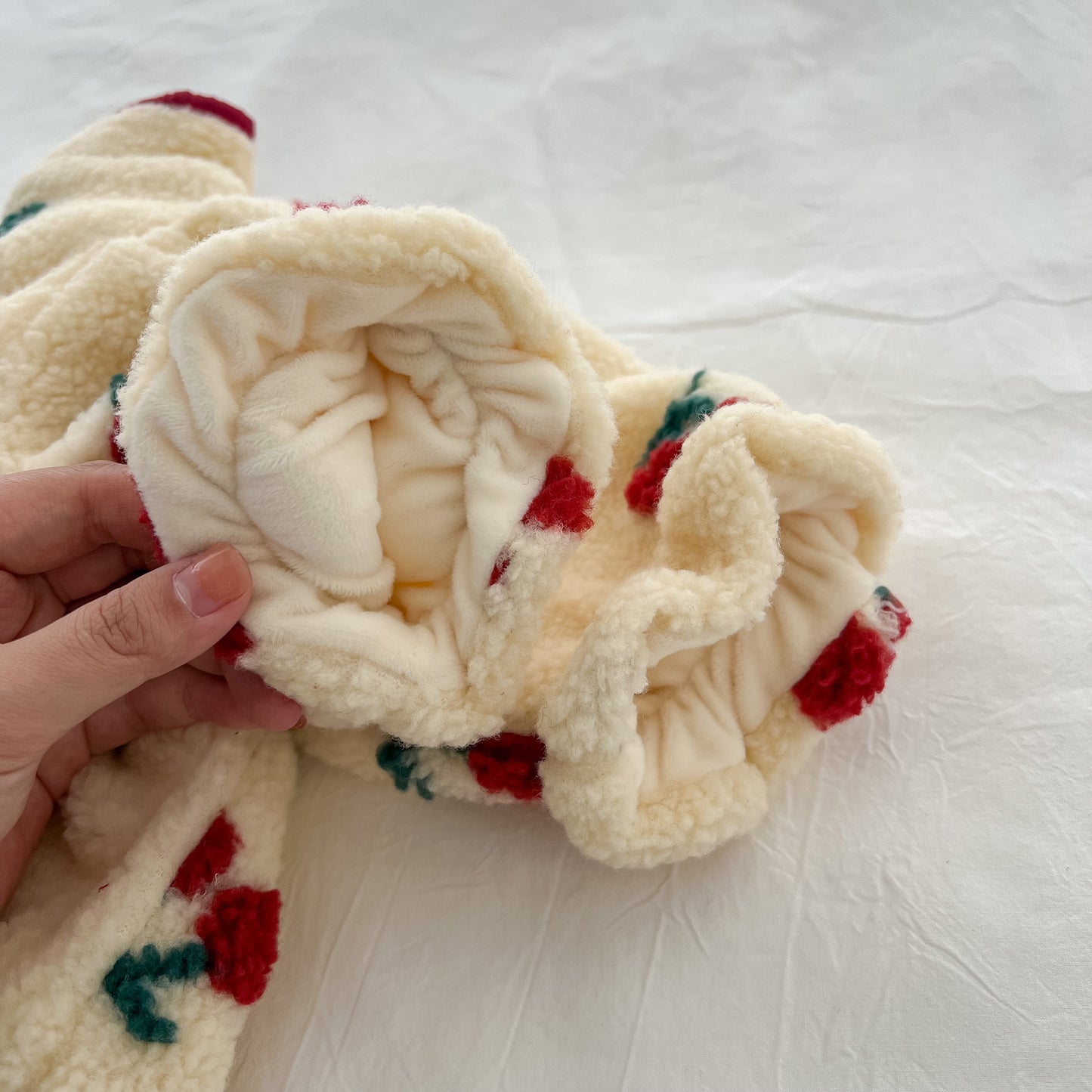 Cherry Puff Romper – Fleece Winter One-Piece