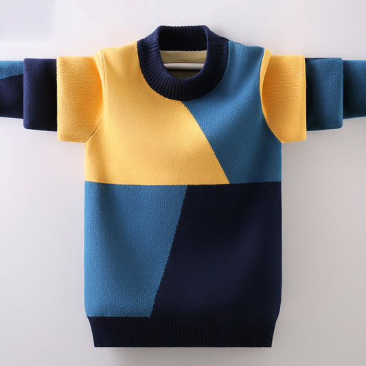 Boys’ Color Block Fleece-Lined Sweater